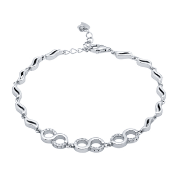  Silver Shine 92.5 Sterling Silver New Eight Shape Silver Bracelet  for Women & Girls